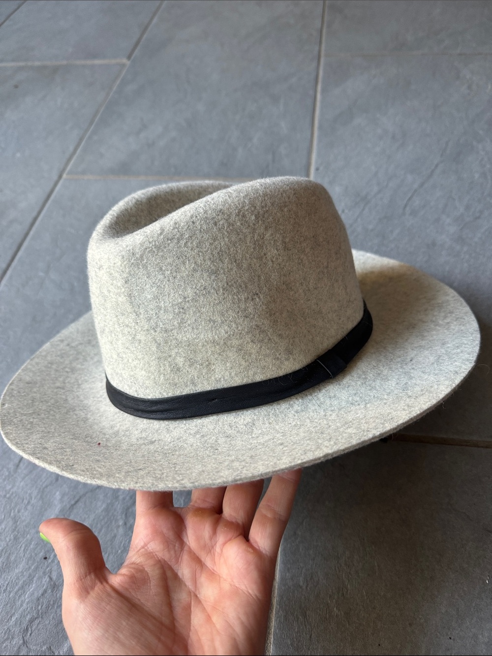Light Gray Felt Fedora with Black Band